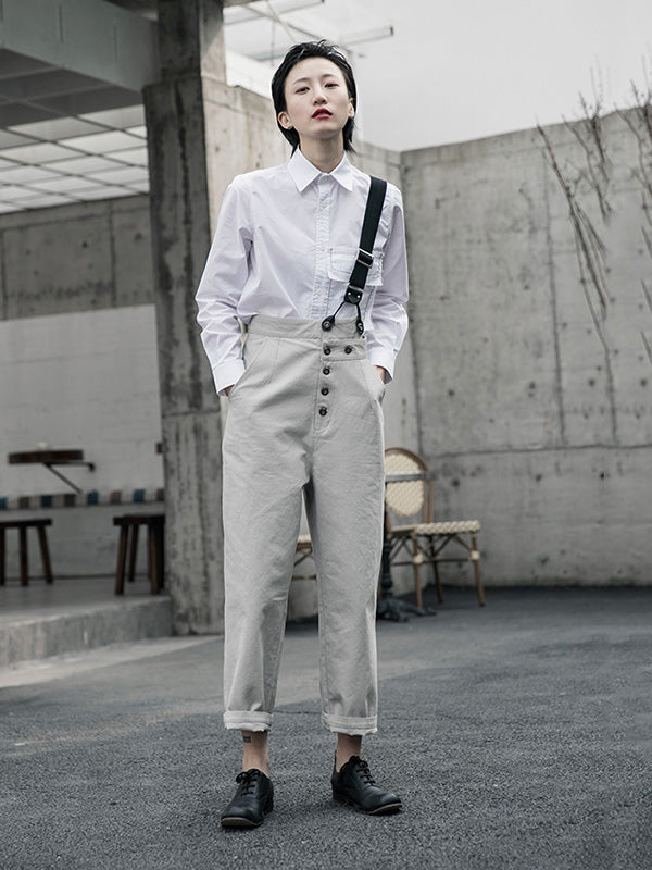 Vintage One-Shoulder Multi-Buckle Jumpsuit