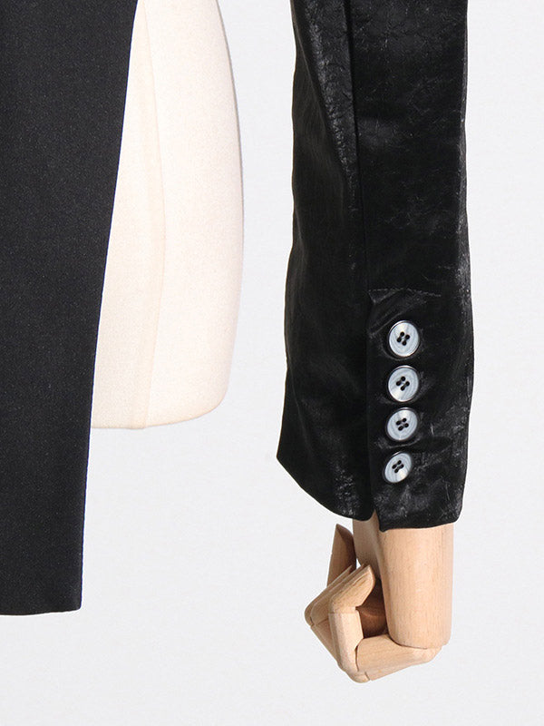 Asymmetric Solid Color Split-Joint Zipper Irregularity Long Sleeves Notched Collar Outerwear Blazer