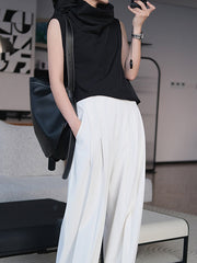 Solid Color Loose Sleeveless Stand Collar Vest Top
