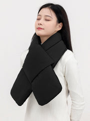 Casual White Duck Down Keep Warm Solid Color Shawl&Scarf