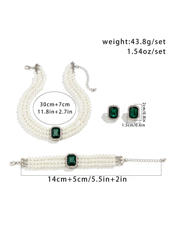 Geometric Layered Rhine Stones Earrings Accessories + Necklaces Accessories + Bracelet Accessories