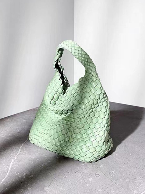 Solid Color Woven Handbags Bags