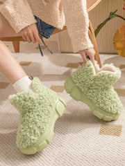 Round-Toe Split-Joint Velvet Platform Shoes Boots