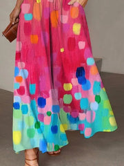 High Waisted Wide Leg Color-Block Printed Casual Pants Bottoms