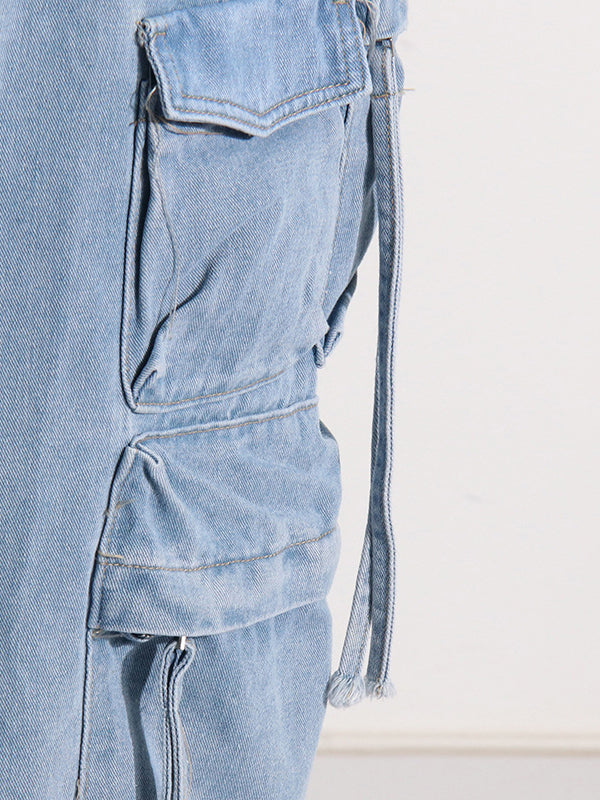Buckle Split-back Split-Joint Streamer Zipper High Waisted Loose Skirts