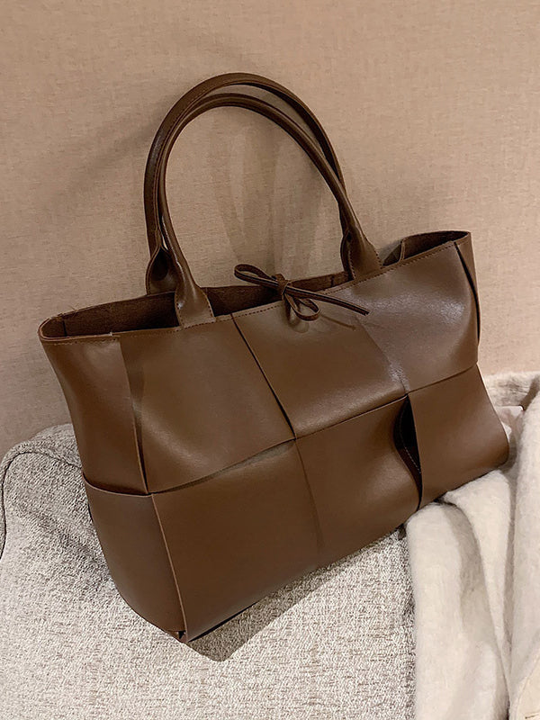 Solid Color Split-Joint Tote Bags Handbags Bags