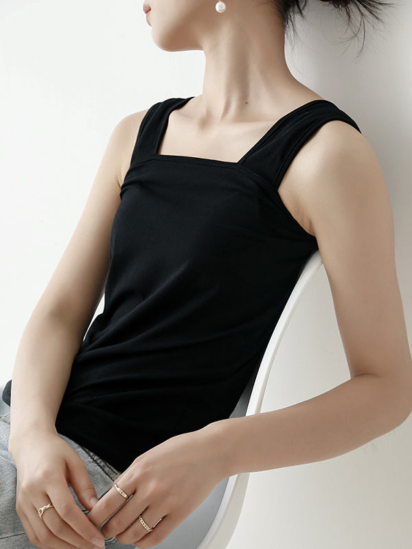 Casual Simple 6 Colors Square-Neck Sleeveless Vest