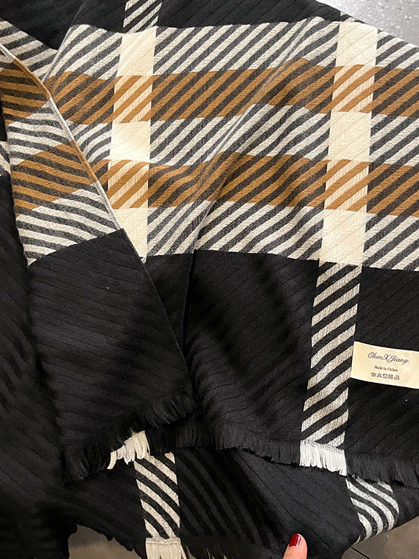 Urban Imitated Cashmere Stripped Warm Shawl&Scarf