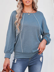 Split-Joint Long Sleeves Loose Round-Neck T-Shirts Tops