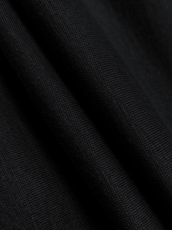 Elasticity Solid Color Tied Waist Long Sleeves Loose One-Shoulder Mini Dresses