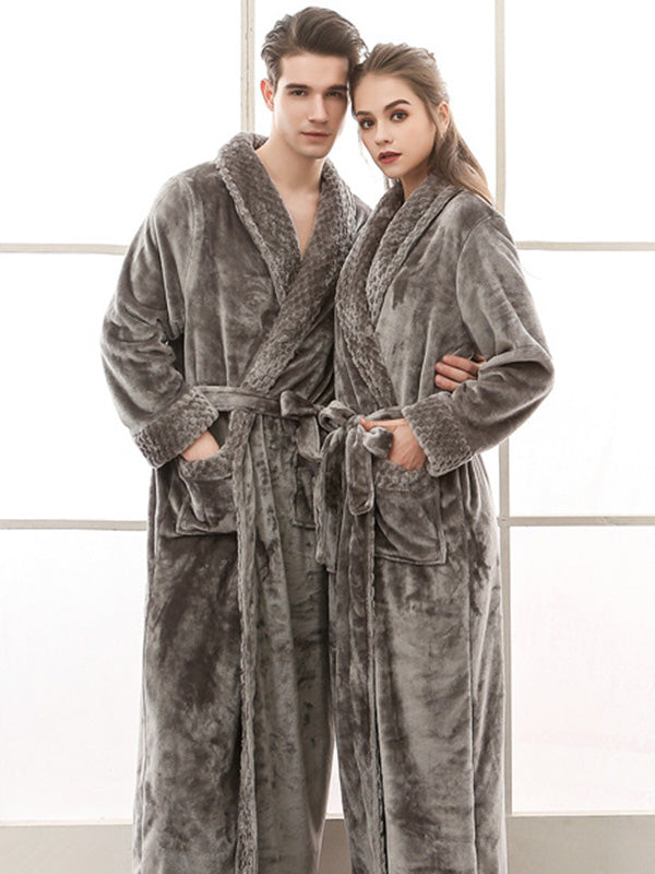 Comfortable Solid Bandage Pajama Robe