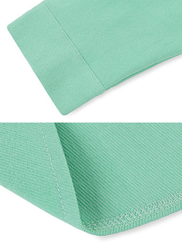 Solid Color Split-Joint Long Sleeves Loose Lapel Blouses
