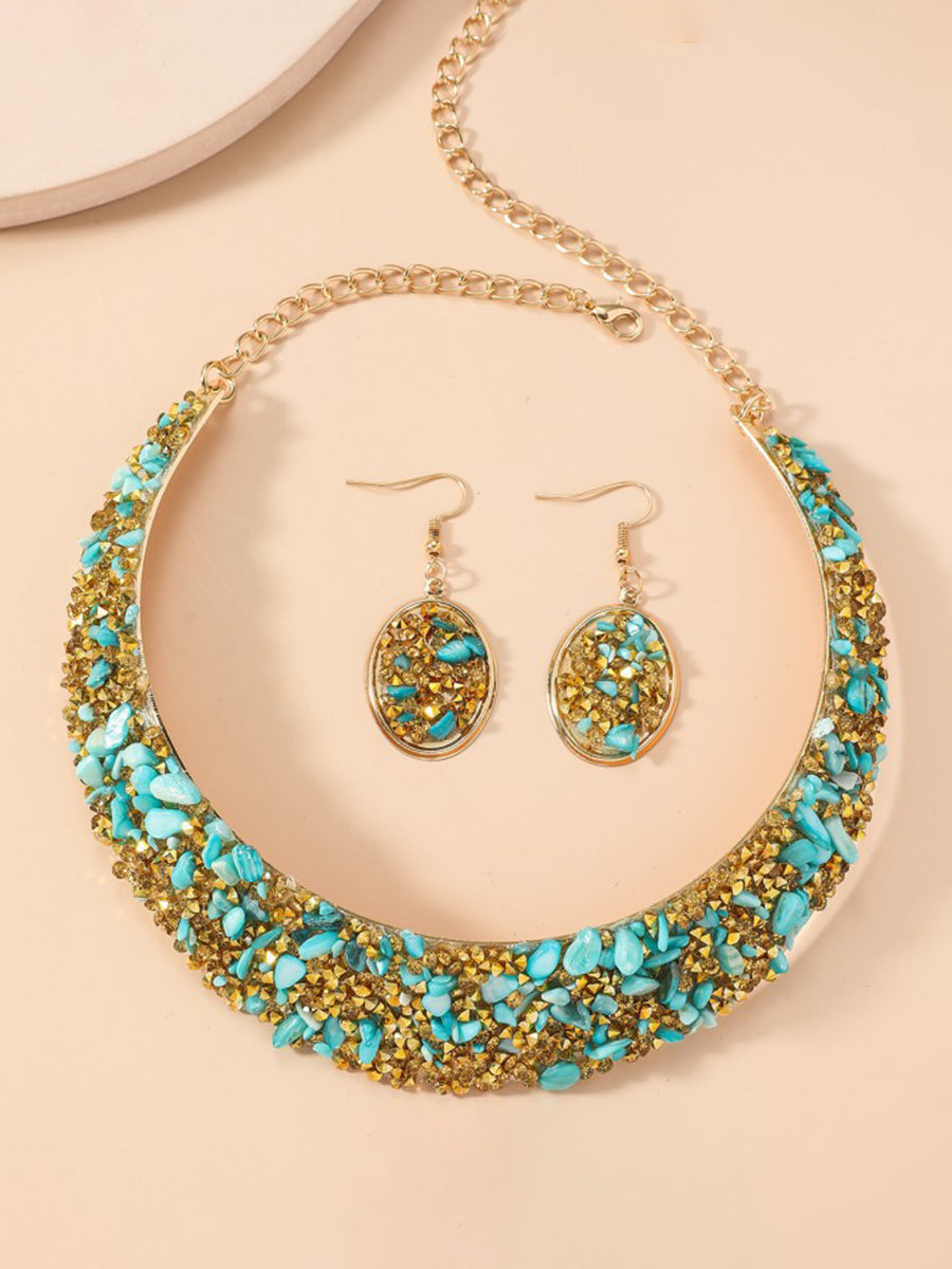 Geometric Rhine Stones Shiny Irregularity Sets Necklaces Accessories Earrings Accessories