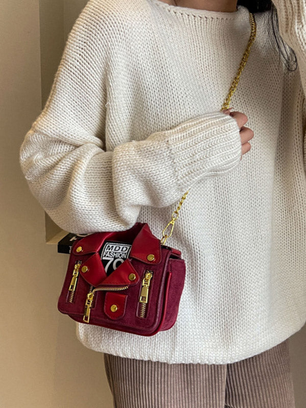 Chains Geometric Zipper Handbags Crossbody Bags Bags