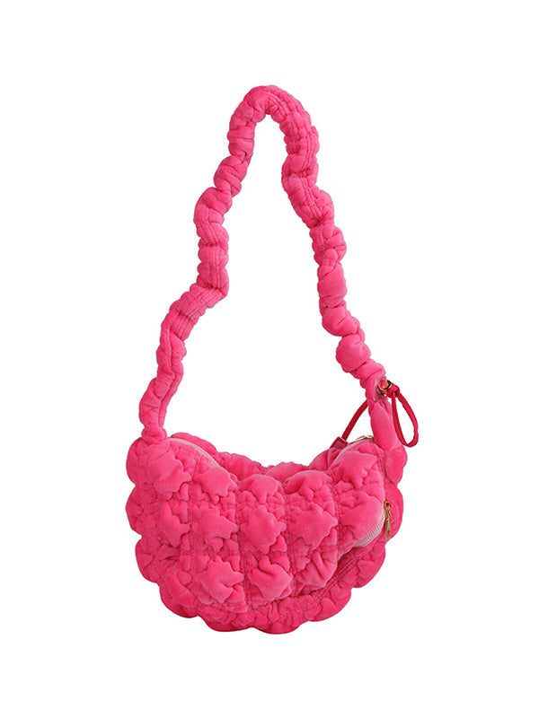 Pleated Split-Joint Velvet Handbags Shoulder Bags