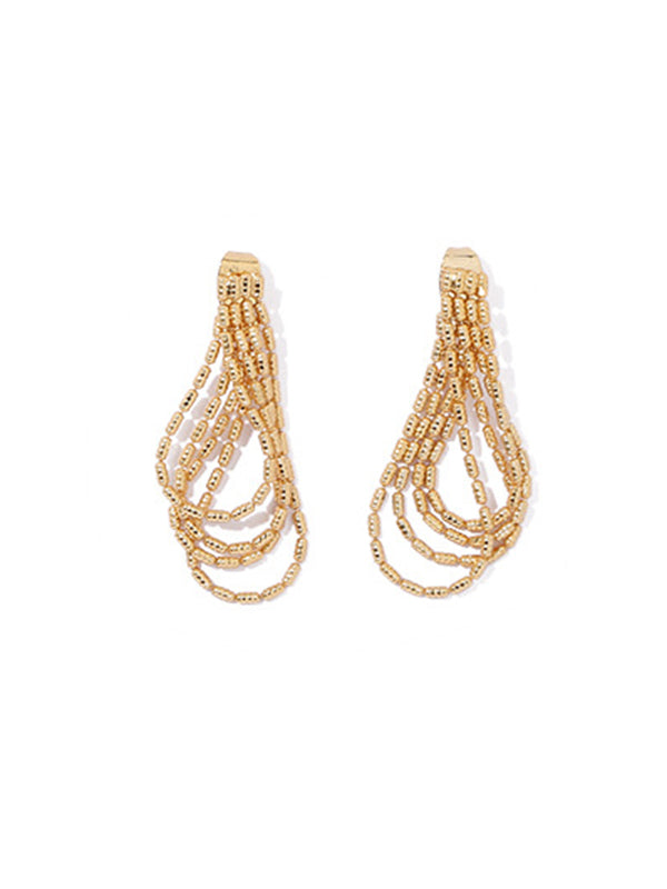 Stylish Selection Tasseled Brass Drop Earrings