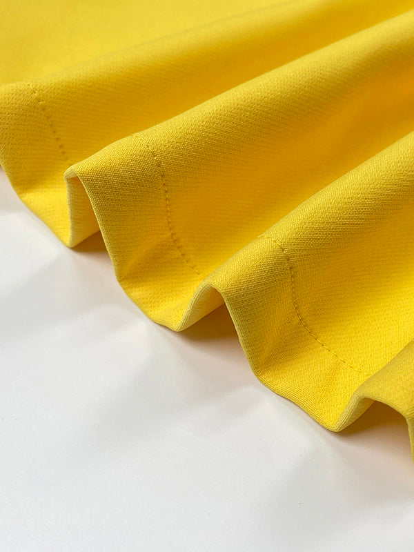 Buttoned Solid Color Flared Sleeves High Waisted Mock Neck Midi Dresses