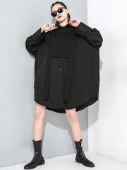 Irregular Clipping Long Sleeves Split-Joint Lapel Two Pieces Blouse