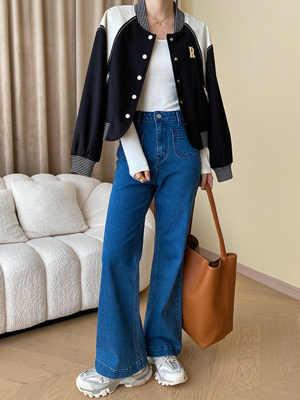 Solid Color Long Sleeves Skinny U-Neck T-Shirts Tops