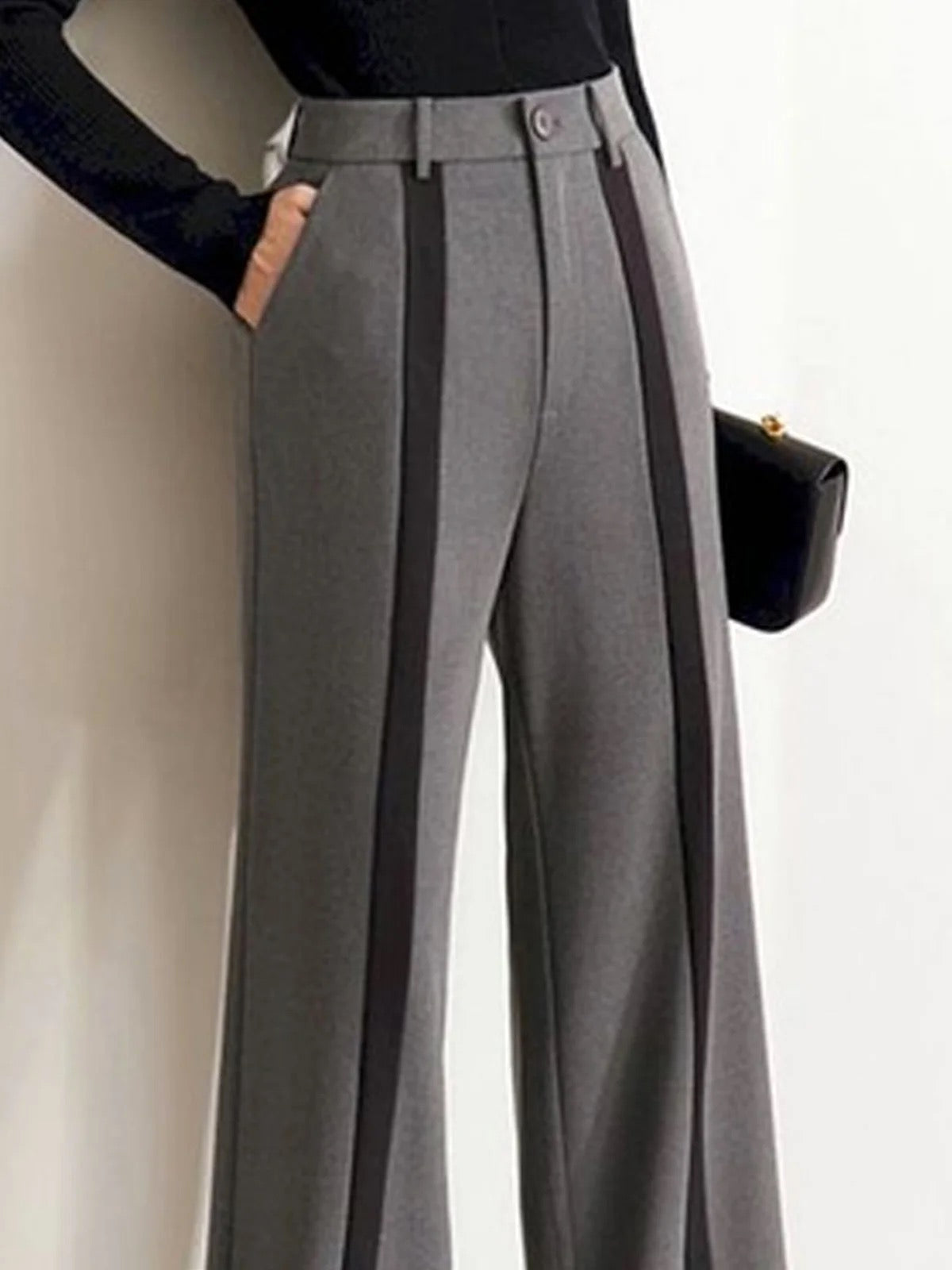 Contrast Color Split-Joint Column Trousers Suit Pants