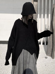 Original Loose Batwing Sleeves Solid Color Round-Neck Sweater Tops