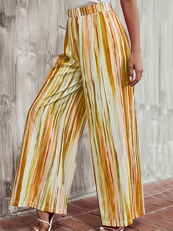 Elasticity Striped Loose Plus Size Trousers Pants