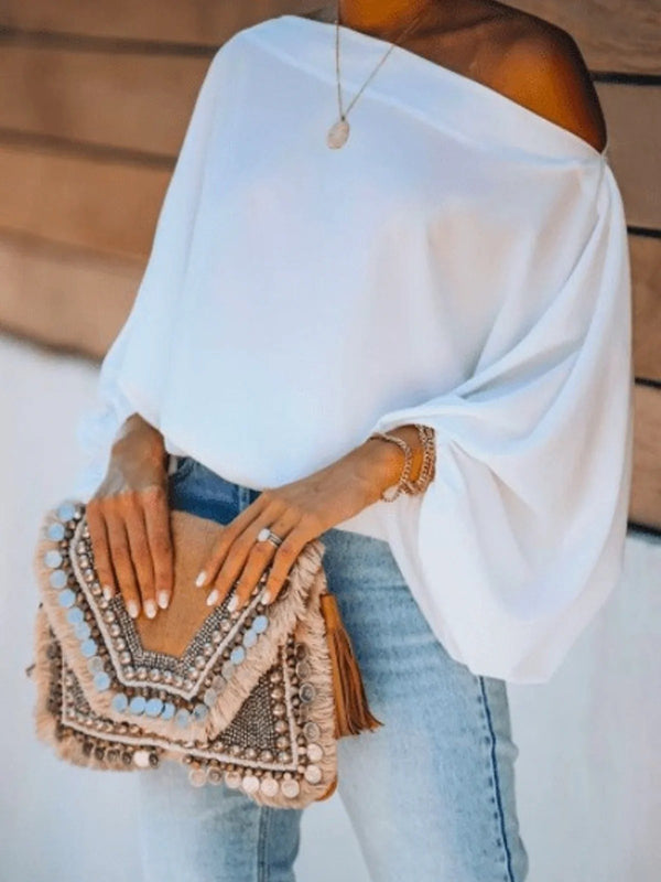 Simple Loose 3 Colors Solid Color Puff Sleeves T-Shirt