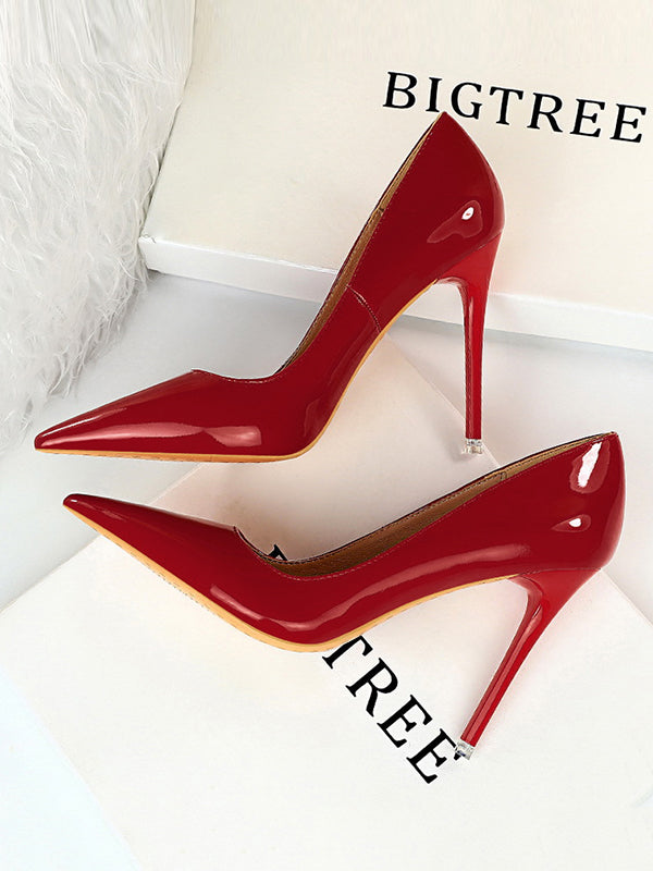 Solid Color Split-Joint Scarpin Salto Pumps