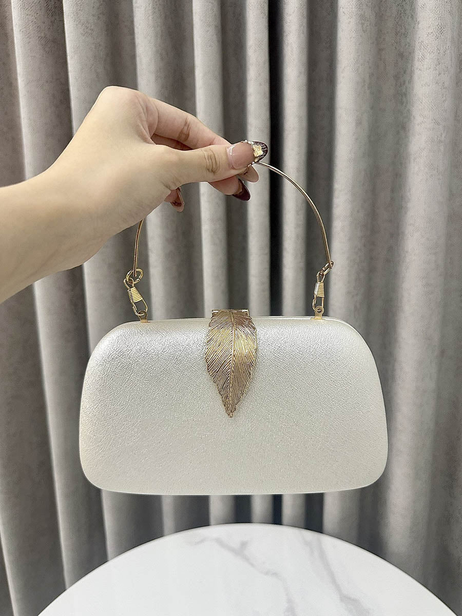 Chains Leaves Shape Lock Pleated Evening Bags & Clutches Crossbody Bags