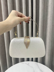Chains Leaves Shape Lock Pleated Evening Bags & Clutches Crossbody Bags