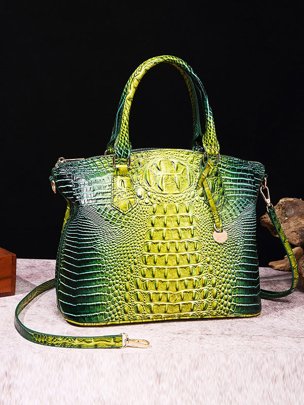 Alligator Print Pleated Split-Joint Handbags Bags