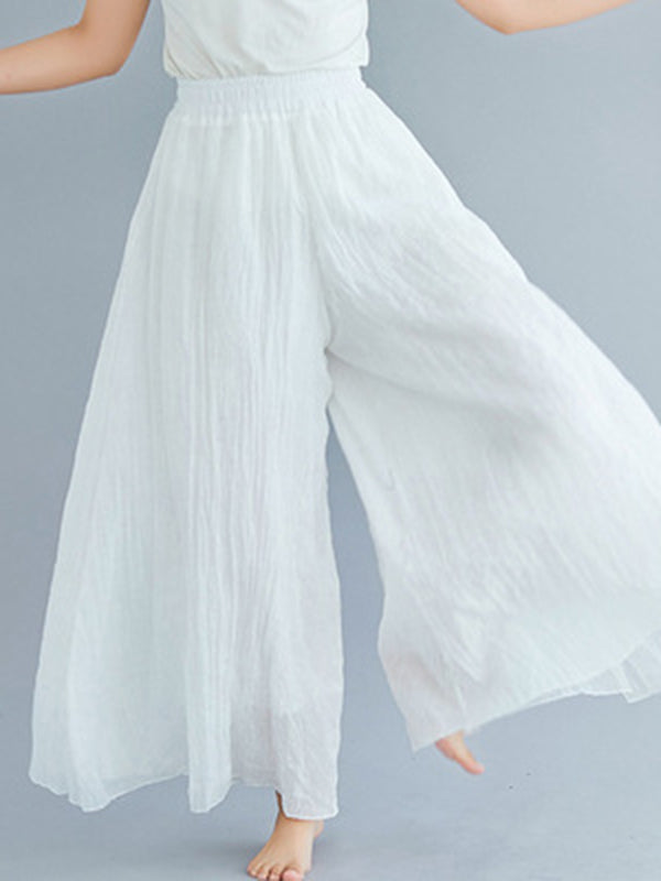 Elasticity Solid Color Loose Wide Leg Trousers Pants Culotte