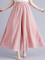 Elasticity Solid Color Loose Wide Leg Trousers Pants Culotte