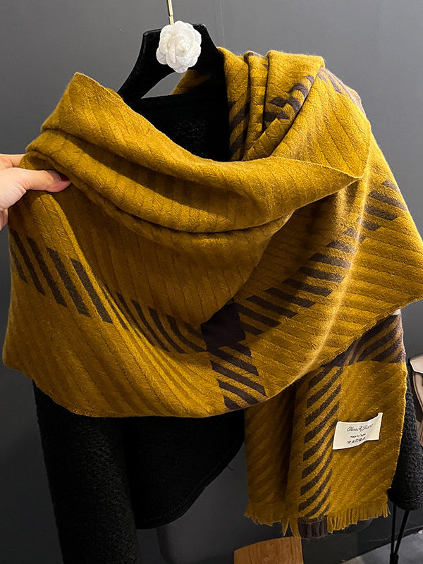 Urban Imitated Cashmere Stripped Warm Shawl&Scarf