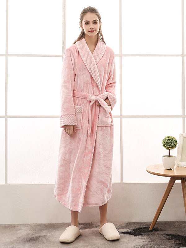Comfortable Solid Bandage Pajama Robe