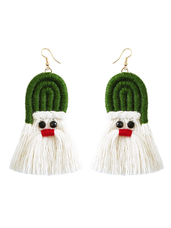 Christmas Boho Tasseled Handmade Santa Earrings Accessories