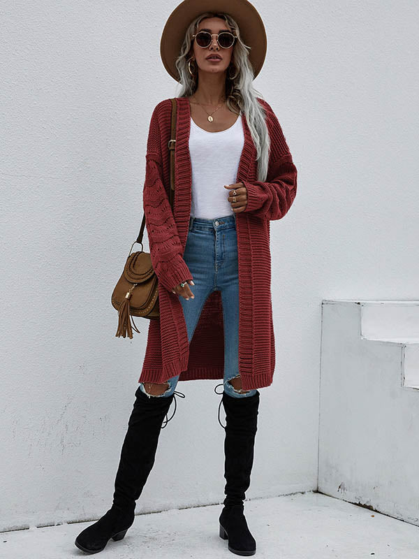 Urban Loose Solid Color Jacquard Cardigan Top