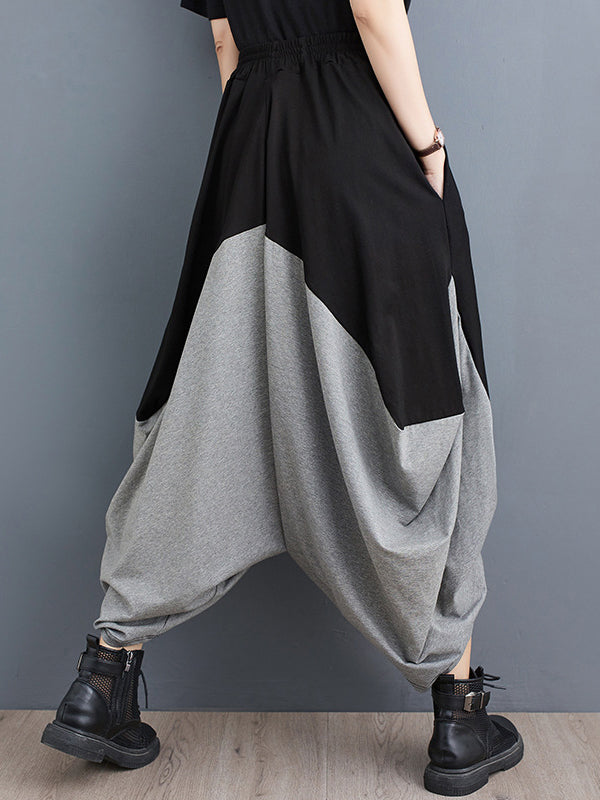 Split-Joint Harem Pants Irregular Clipping Casual Pants Bottoms