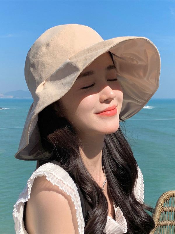 Bowknot Pleated Split-Joint Sun Hat Fisherman Hat