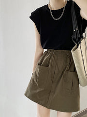 Split-Joint Loose Sleeveless Round-neck T-Shirts Tops