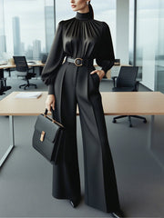 Solid Color Split-Joint Loose Wide Leg Suit Pants