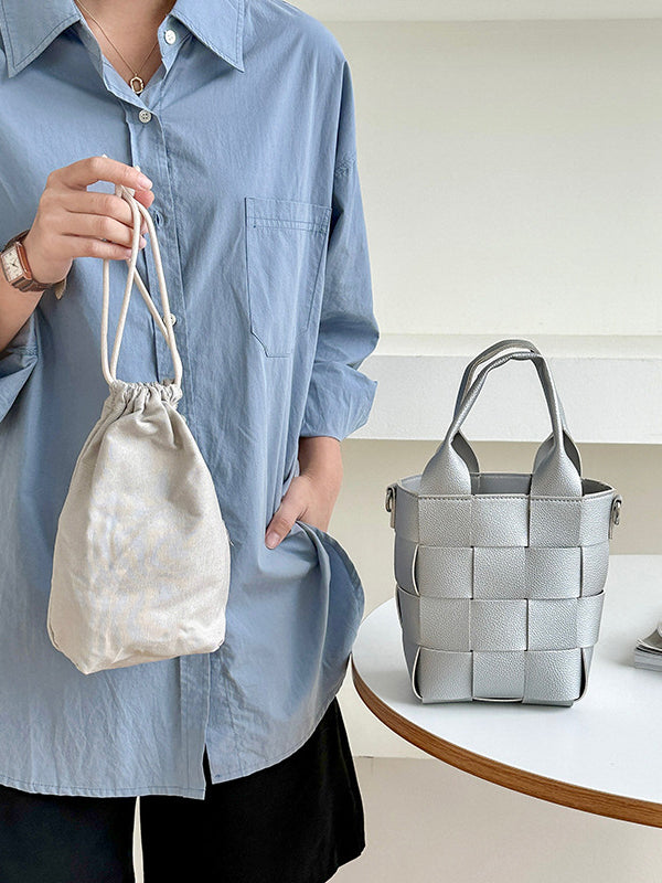 Solid Color Woven Handbags Crossbody Bags