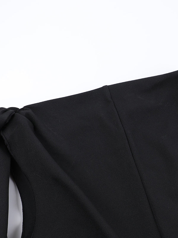 Asymmetric Solid Color Split-Joint Streamer Skinny Sleeveless One-shoulder Maxi Dresses Evening Dresses