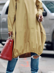 Long Sleeves Solid Color Round-Neck Midi Dresses