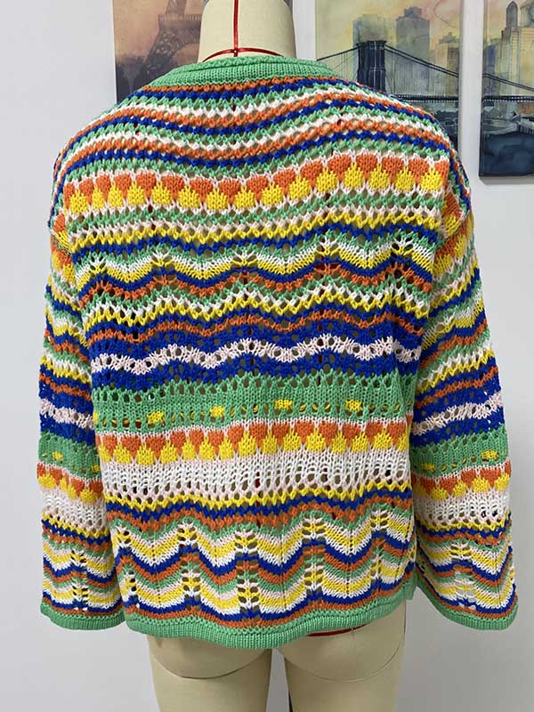4 Colors Loose Contrast Color Round-Neck Sweater Top
