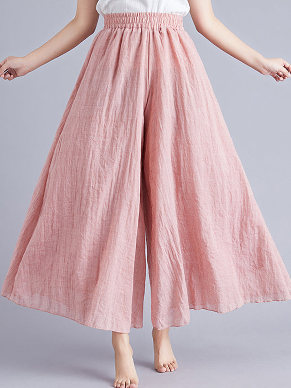 Elasticity Solid Color Loose Wide Leg Trousers Pants Culotte