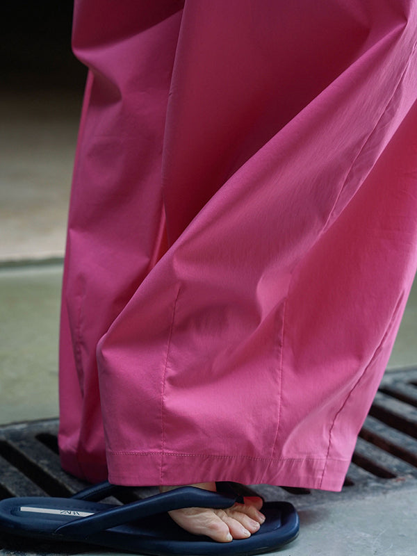 Pleated High Waisted Wide Leg Trousers Casual Pants Bottoms