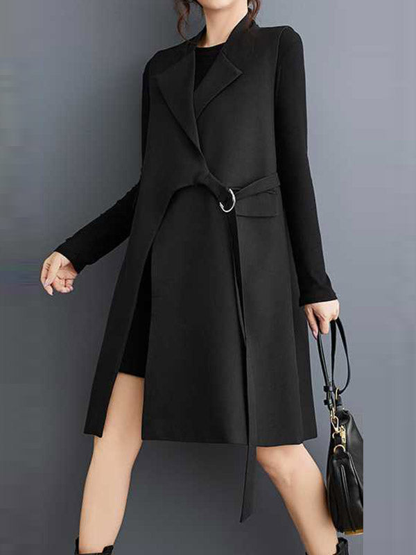 Asymmetric Solid Color Split-Joint Loose Sleeveless Notched Collar Vest Outerwear