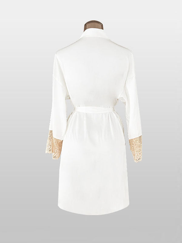 Breathable Flexible Smooth Split-Joint Long Sleeves Loose Deep V-Neck Robes