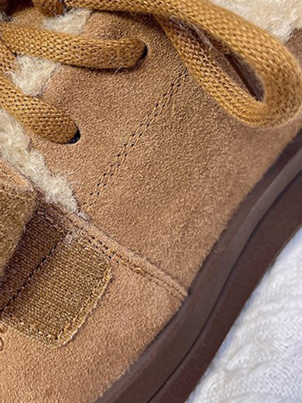 Lace-Up Split-Joint Flat Shoes